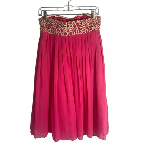 Lilly Pulitzer Jillie Chiffon Strapless Dress Pink Silk Size 6 - Picture 6 of 12